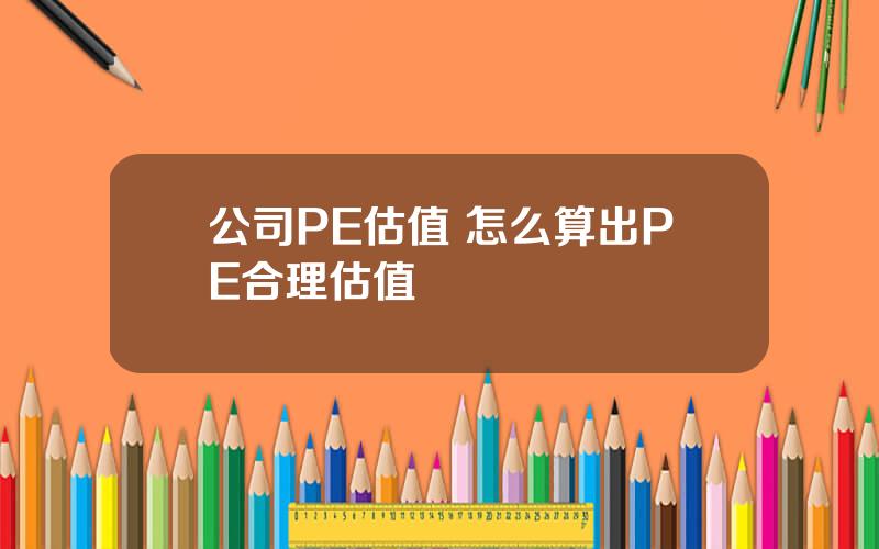 公司PE估值 怎么算出PE合理估值